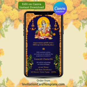 Ganesh Aagman Invitation Card Template Video Canva